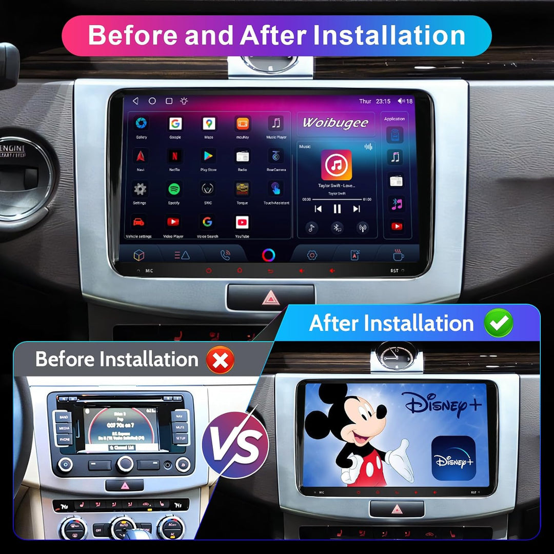 Woibugee 8-Core VW Radio for VW Golf 5 6 Seat Passat Caddy Sharan Tiguan, Wireless Apple CarPlay & A