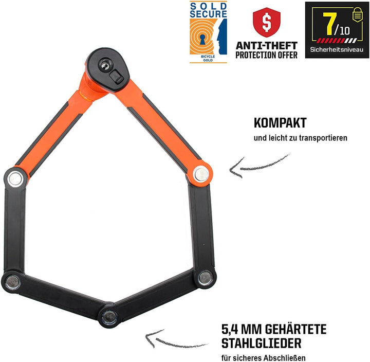 Kryptonite Evolution 790 Faltschloss - 90 cm, Sicherheitsgrad 7/10, Kompaktes sicheres Fahrradschlos
