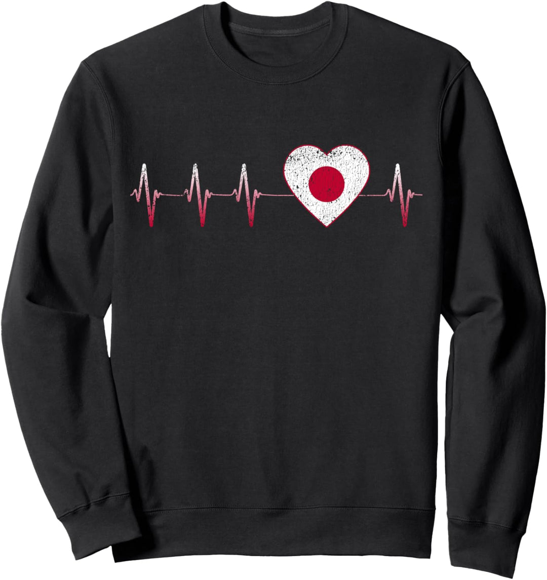 Japanische Heartbeat I Love Japan Flagge Herz Puls Sweatshirt