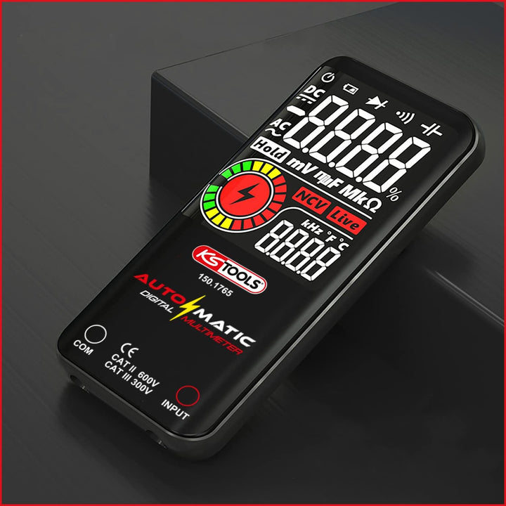KS Tools 150.1765 Automatik Digital-Multimeter inkl. Prüfspitzen, Rot-schwarz