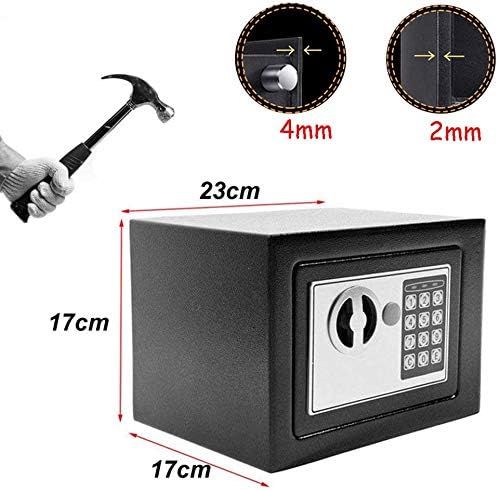 Elektronik Tresor Safe mit Zahlenschloss - Tresor mit Schlüssel und Codeschloss Sicherheitsbox wasse