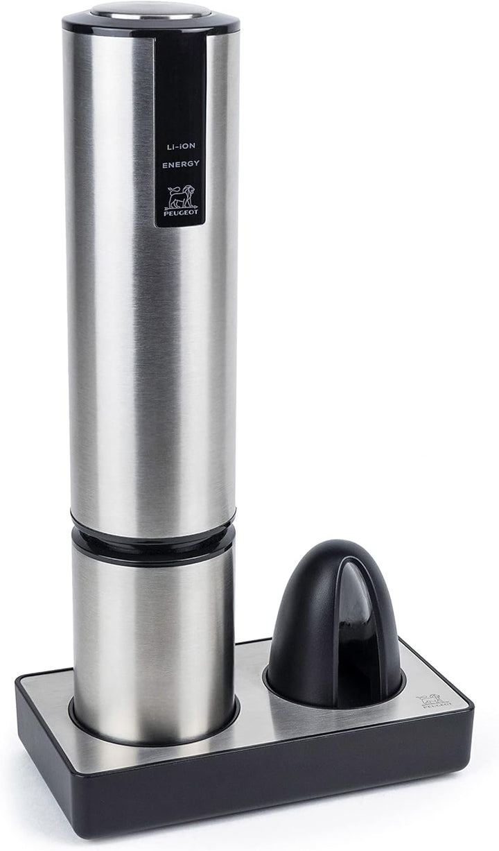PEUGEOT - Elis Touch - Elektrischer, wiederaufladbarer Korkenzieher aus Edelstahl und ABS + Ladestat