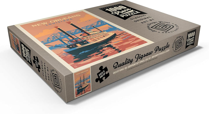 New Orleans: Sunset River Cruise, Vintage Poster - Premium 1000 Teile Puzzle - MyPuzzle Sonderkollek