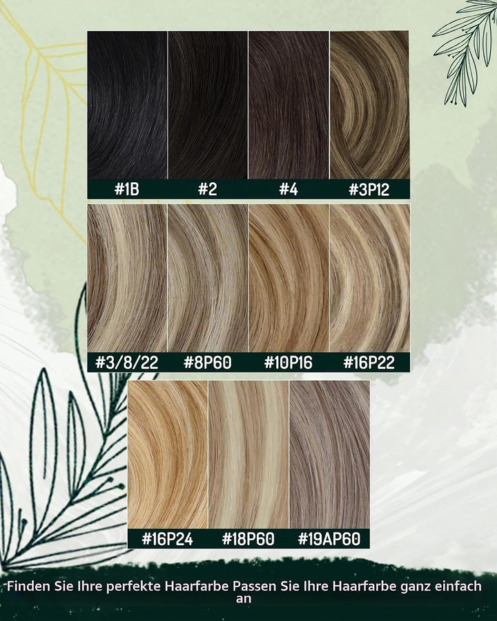 RUNATURE Echthaar Extensions Clip Braun Hervorheben 25cm 3pcs Clip in Extensions Echthaar Seamless C