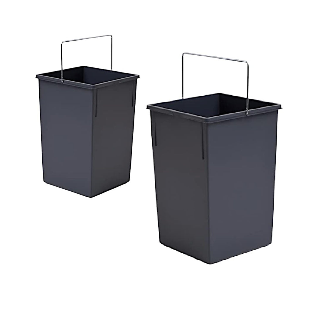 Hailo 2x Inneneimer 15L Ersatzeimer 1008879 Mülleimer | Kunststoff dunkelgrau | Mit Henkel verchromt