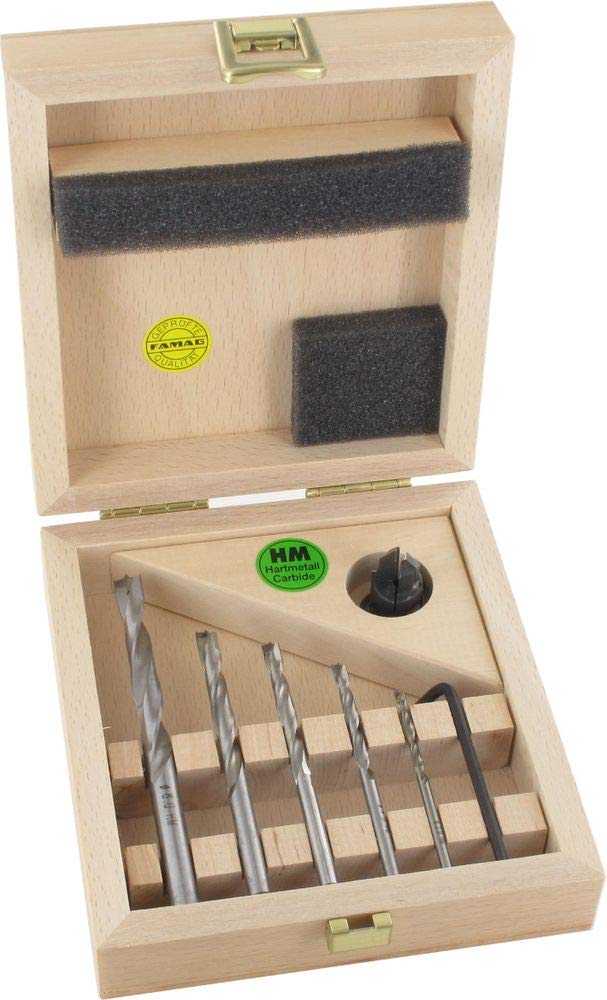FAMAG Vario-Set Aufstecksenker HM 90° + Holzspiralbohrer HM 1593 3,4,5,6,8mm