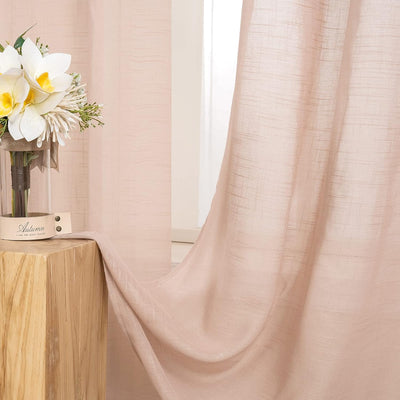 MIULEE 2er Set Voile Vorhang Sheer Leinenvorhang mit Ösen Transparente Leinen Optik Gardine Ösenscha