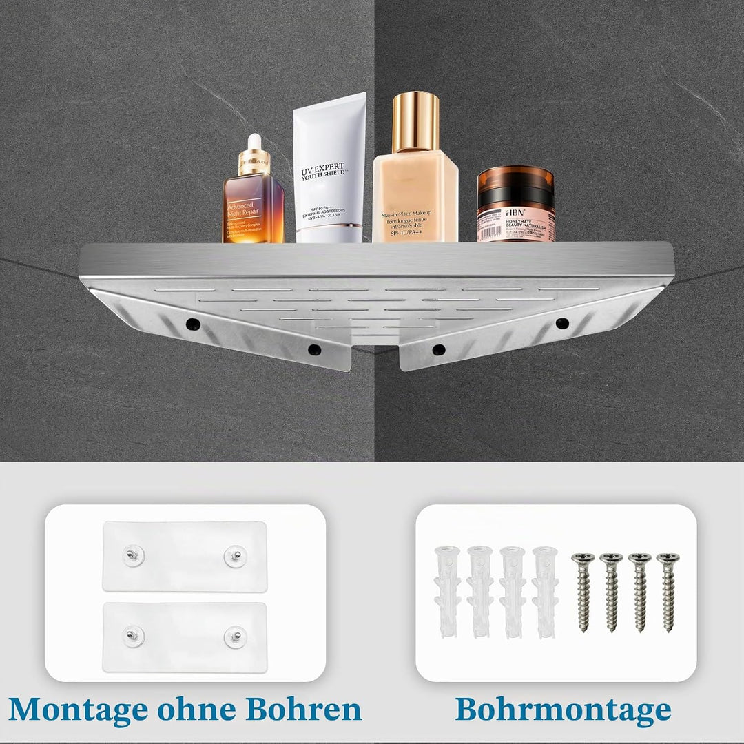 Duschablage Eckablage 304 Edelstahl ohne Bohren Duschkorb Shampoo Halter Wandmontage für Badezimmer