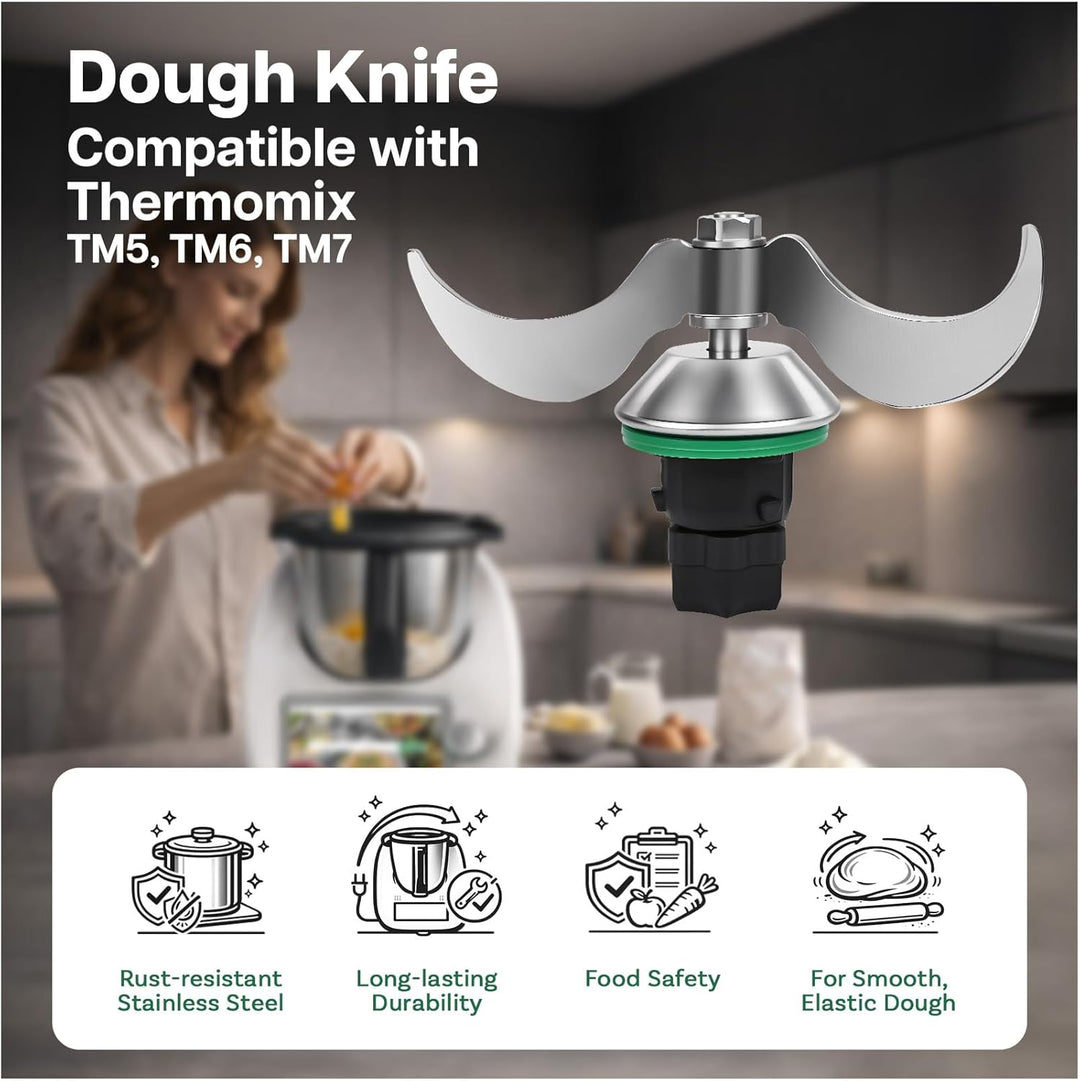 Teigmesser für Thermomix TM7, TM6 & TM5 aus Edelstahl von MMOBIEL – Teigmischmesser Ersatzteil Ideal