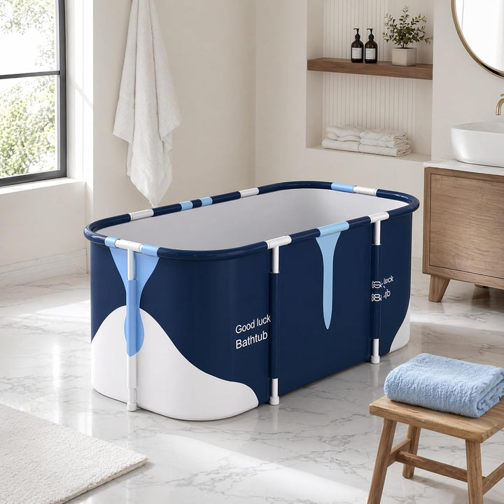 Faltbare Badewanne 140x60x50cm, Tragbare Klappbare Badewanne für Erwachsene, Freistehende SPA Soakin