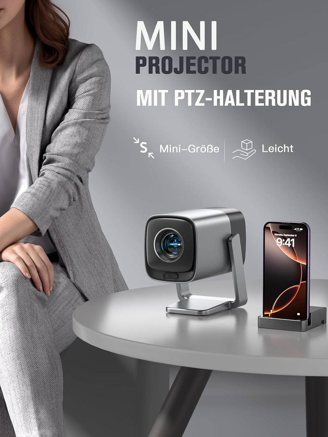 Smart Mini Beamer 4K Kompatibel mit Netflix & Dolby Audio, XuanPad 28000 Lumen Beamer mit TOF Autofo