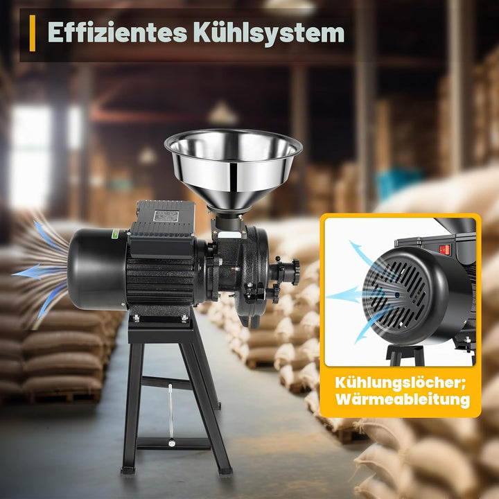 Getreidemühle Haferquetsche 220V 2200W Hohe Leistung Gusseisen Schrotmühle Zerkleinerungsgeschwindig