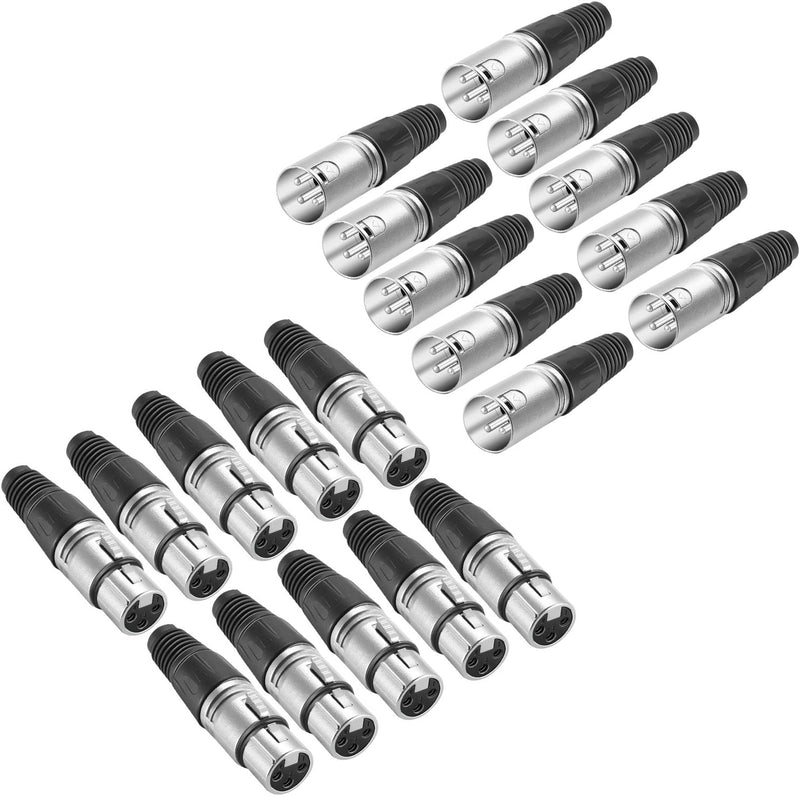 Neewer 20-Stücke 3 Pin XLR Löt-Typ Steckverbinder - 10 Stecker & 10 Buchse Kabel Stecker Mikrofon Au