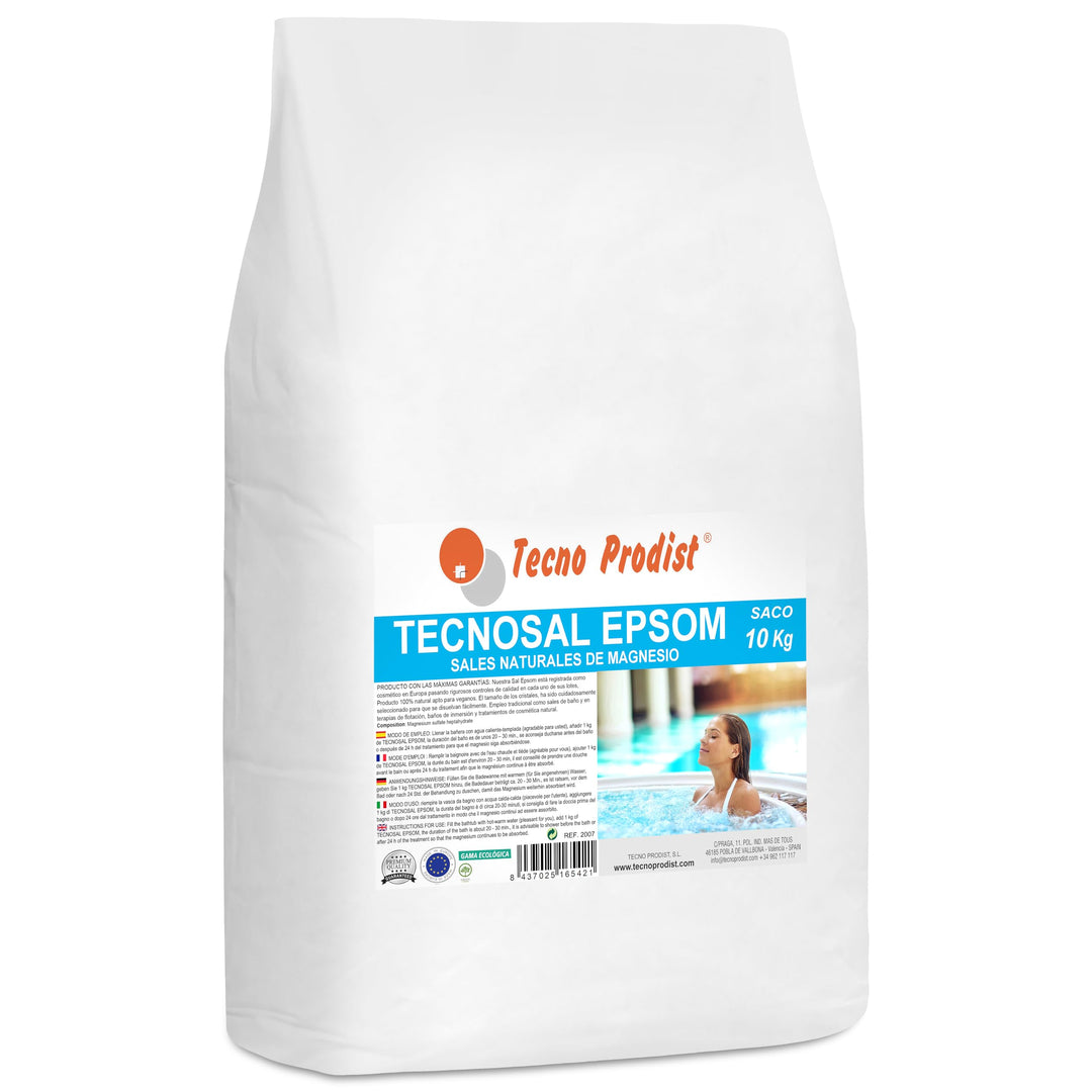 TECNOSAL Epsom by TECNO PRODIST Bittersalz (10 Kg Sack) Badesalz, 100% natürliche Körperbehandlung,