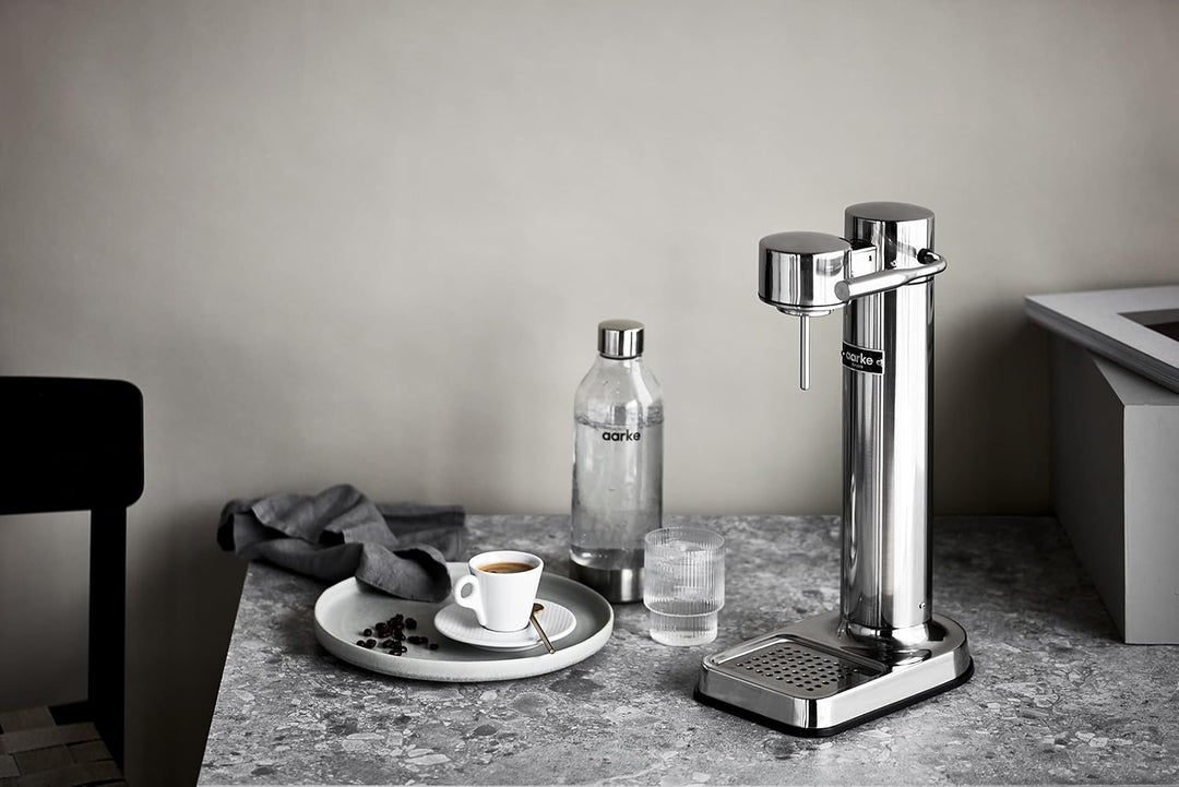 Aarke Carbonator 3, Wassersprudler aus Edelstahl mit 2 x BPA-frei Flaschen, Edelstahl Finish Edelsta