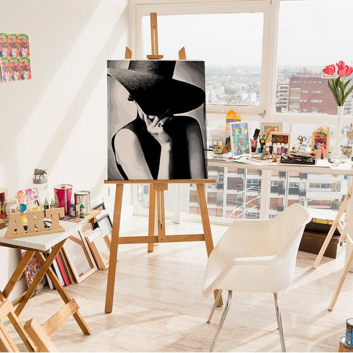 Artnapi Malen nach Zahlen Erwachsene mit Rahmen | DIY Handgemalt | Dame mit Hut | Kit für Anfänger u