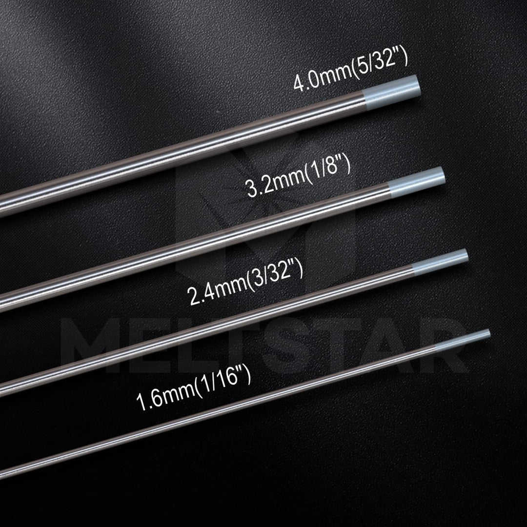 MELTSTAR WC20 Graue Elektrode aus 98% reinem Wolfram und 2% Ceroxid (10 Stück, Ø1.6 x 175 mm) – stra