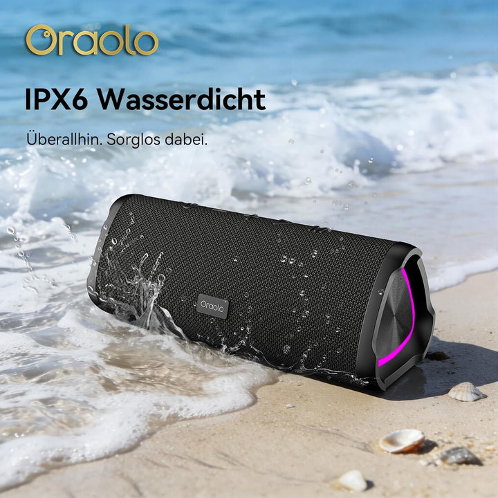 oraolo Bluetooth Lautsprecher mit Licht, Musikbox Bluetooth 6.0, 20W Dual Tragbar Lautsprecher 24 St