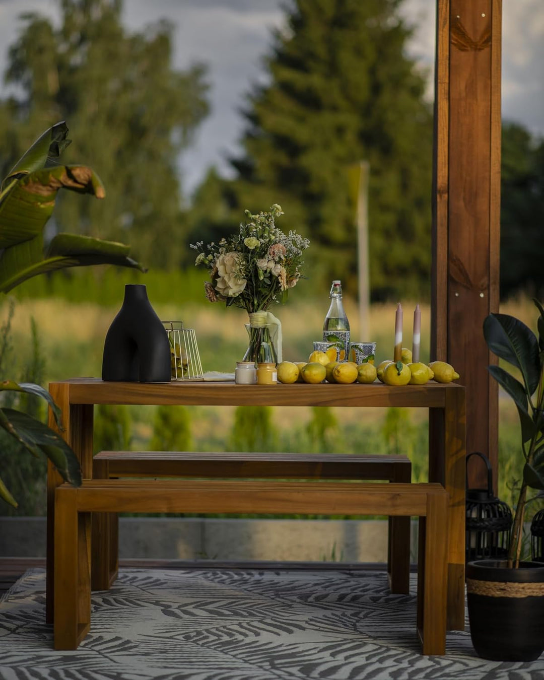 Dekorative Blumenvase Keramik Wohnzubehör 30 cm Schwarz Lamia