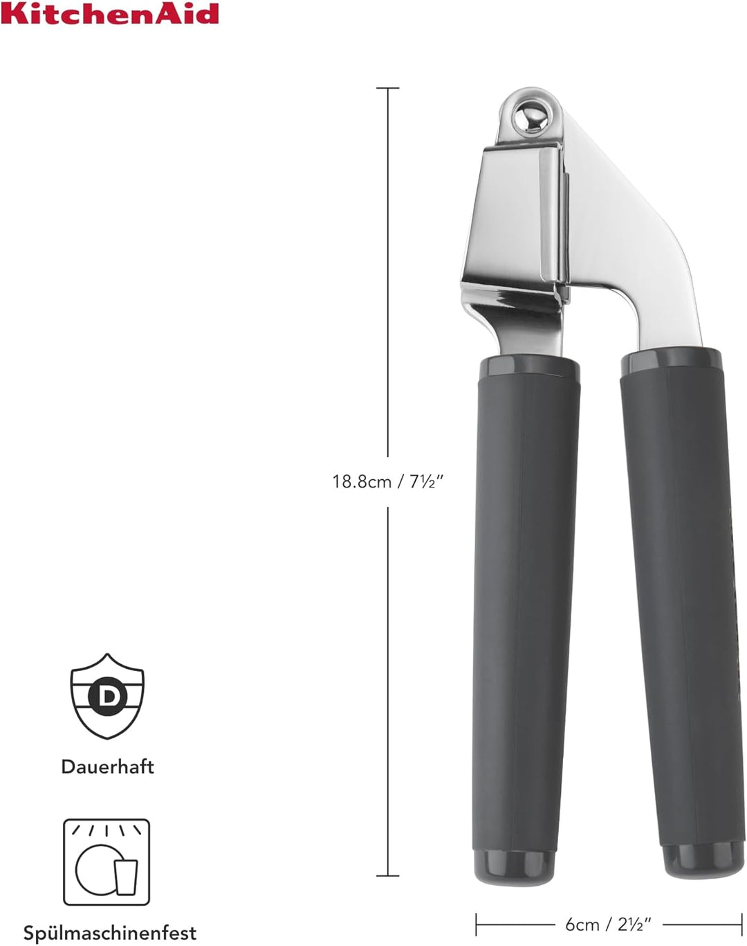 KitchenAid Softgrip-Knoblauchpresse - Holzkohle grau Garlic Press, Garlic Press