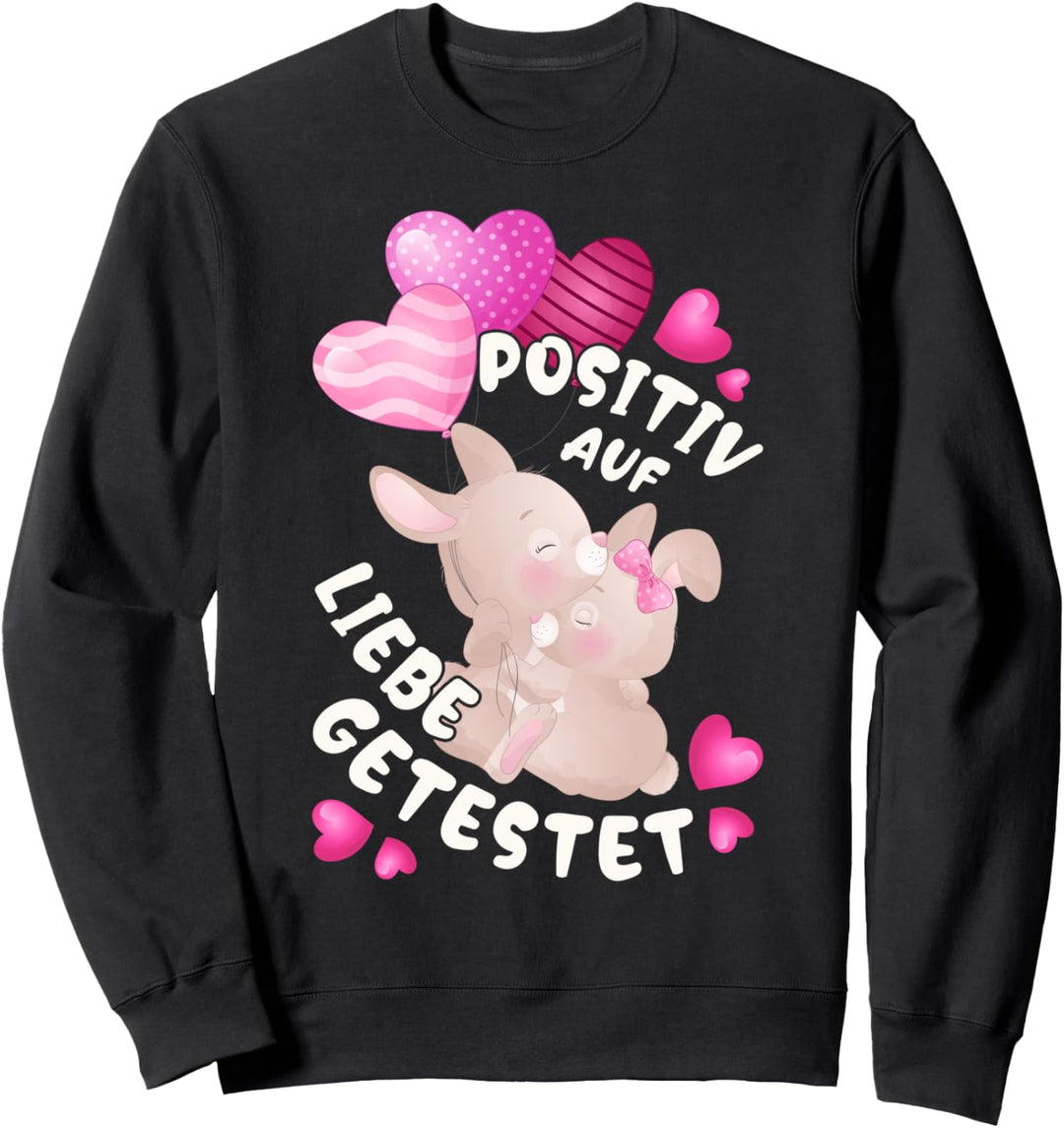 Valentinstag für Paare, Hasen mit Herzluftballons Sweatshirt