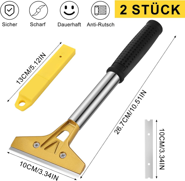2 Stück Tapetenentferner Set mit 20 Ersatzklingen und Schutzhülle,4'' Tapetenschaber mit Gummigriff,