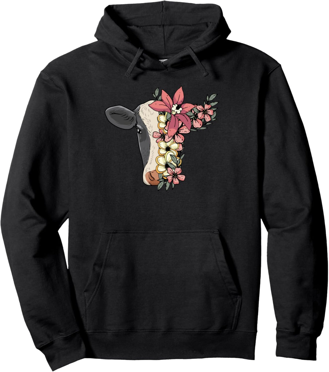 Kuh mit Blumen Landwirt Kuhzüchter Kuhzucht Landwirtin Pullover Hoodie