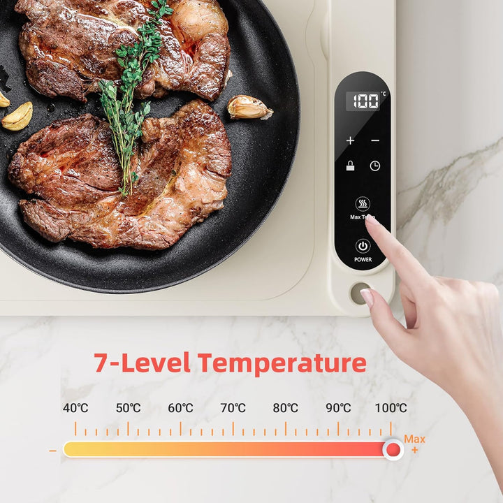 Luxbird Elektrisches Speisenwärmtablett mit Temperaturregelung und Timer, hochwertiges Silikonpad, i