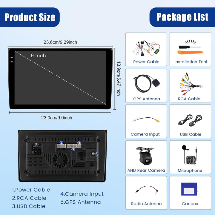 [4G+128G] Inefala Android 15 Autoradio für Audi A4 B6 B7 2004-2008 mit Wireless Carplay Android, 9 Z
