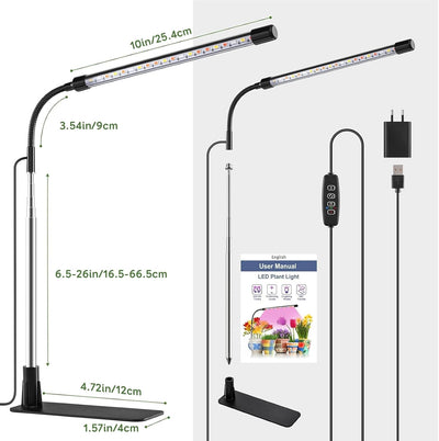 Niello Growlampe für Zimmerpflanzen, Vollspektrum Pflanzenlicht mit Sockel, Pflanzenlampe Auto ON/Of