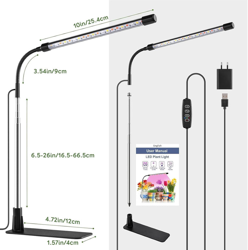 Niello Growlampe für Zimmerpflanzen, Vollspektrum Pflanzenlicht mit Sockel, Pflanzenlampe Auto ON/Of