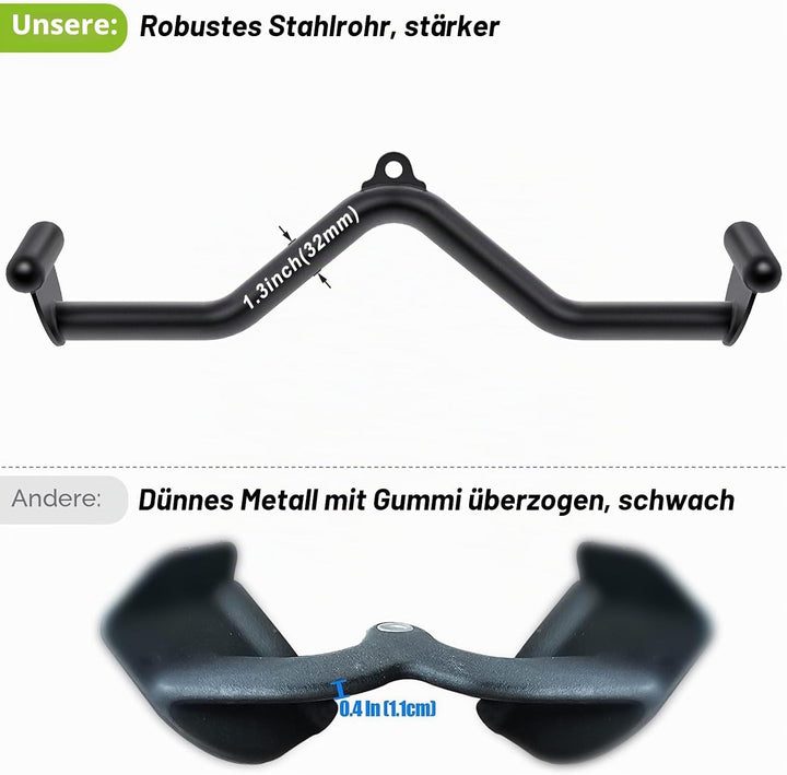 SELEWARE Rudergriff Pull Up Bar - Schwarz Latzug Griff V-Stange Latzugstangen, Klimmzugstange für Zu