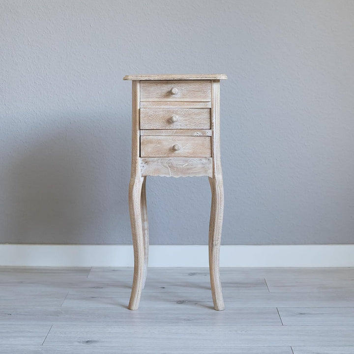 livasia Feine, hohe Teakholzkommode, Schminktisch, Nachttisch, Kommode, Nachtschrank, Badezimmerschr