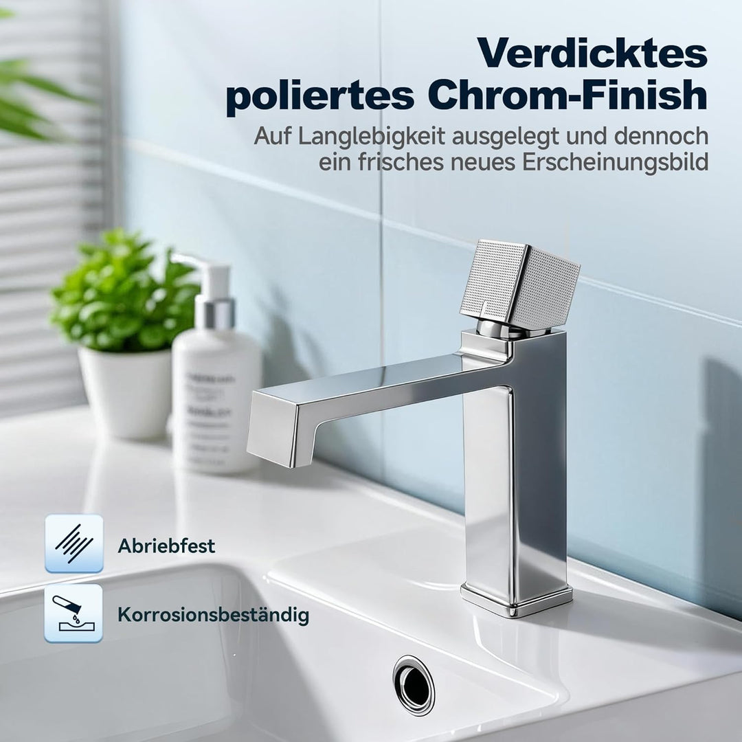 Alphabath Wasserhahn Bad Messinggehäuse Waschtischarmatur mit Keramikkartusche, Mischbatterie Waschb