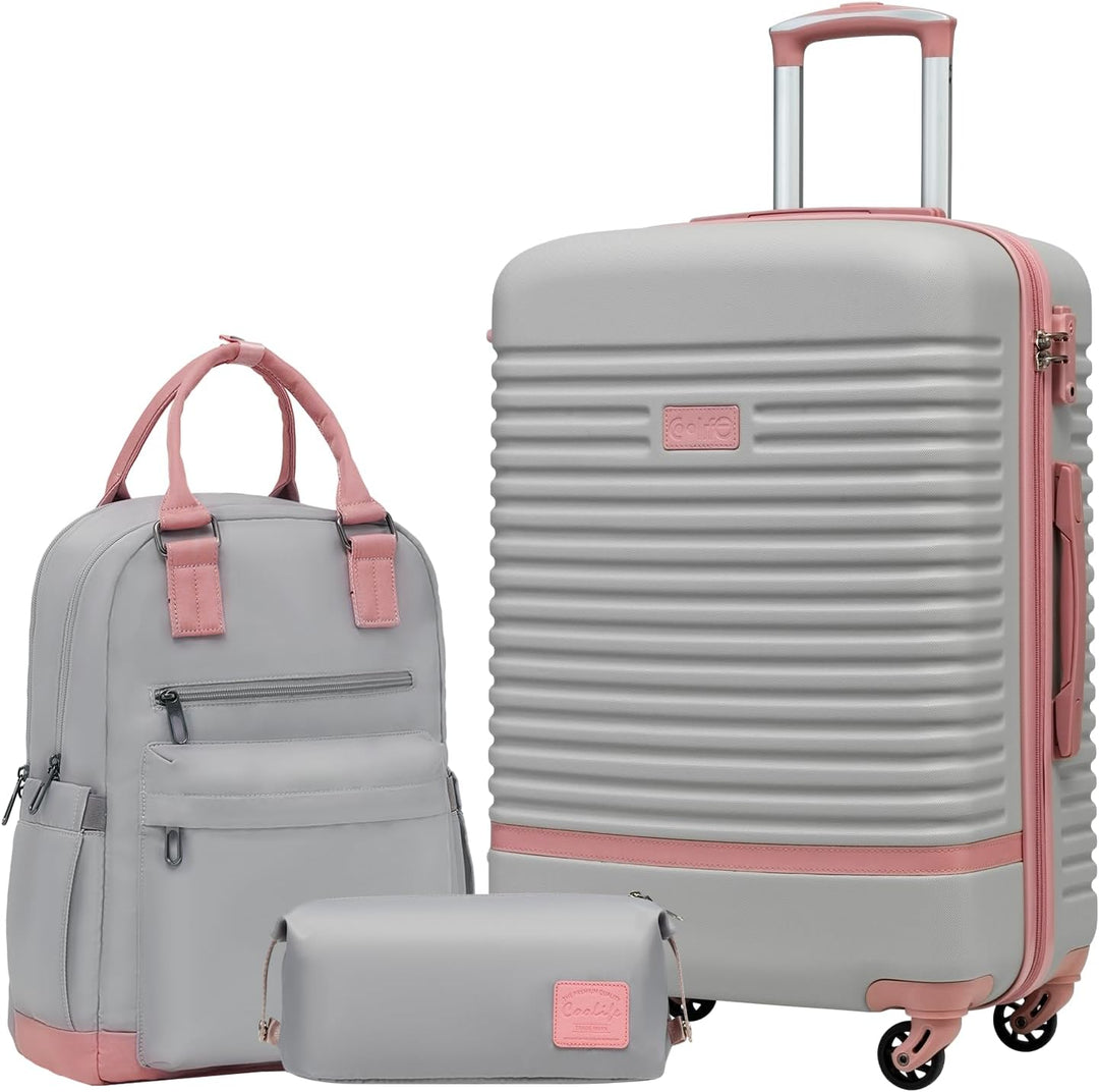 COOLIFE Koffer Trolley Koffer Reisekoffer von ABS Hartschalen Trolley 4 Rollen TSA-Schloss Der Koffe