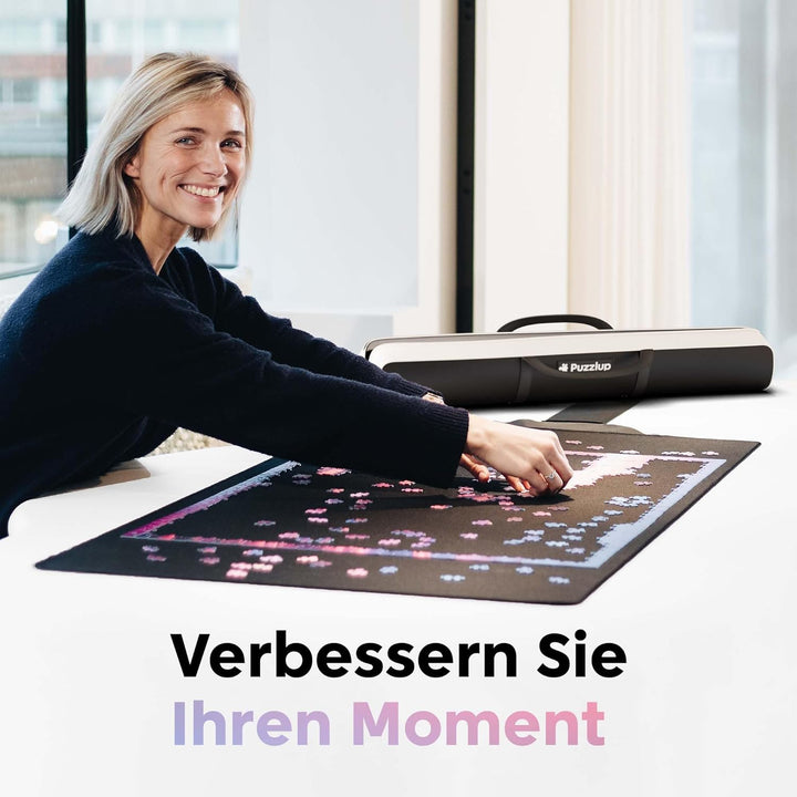 Puzzlup Luxus Puzzlematte bis 1500 Teile – 66 x 120 cm – Mit eleganter Tragetasche aus Leder – Premi