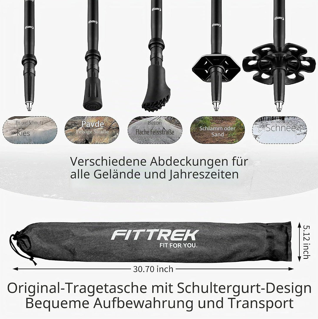FitTrek Wanderstöcke Kinder - Trekkingstöcke - Walking Stöcke Teleskop - Nordic Walking Stock Verste