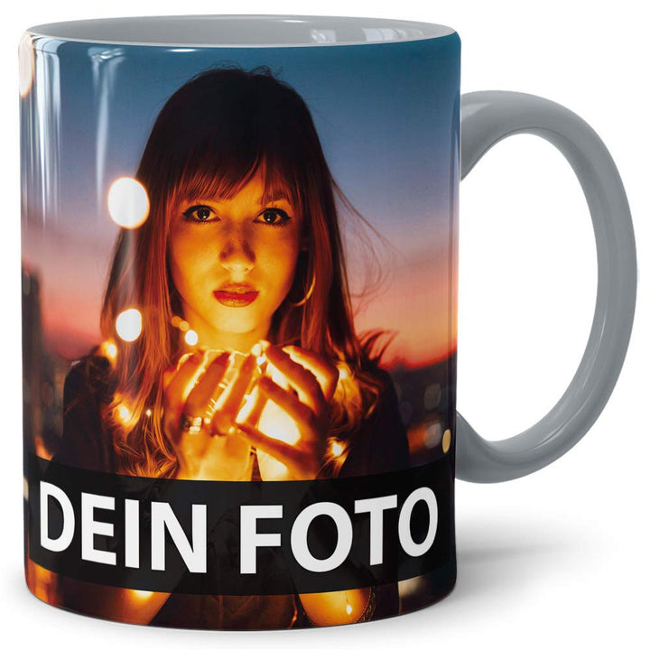 Foto-Tasse zum selbst gestalten mit Foto und Text/mit individuellen Druck in Profiqualität/Personali