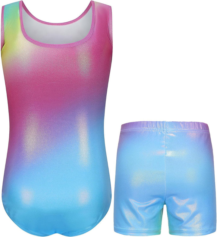 SEAUR Mädchen Turnanzug Turnshorts Set Ärmellos/Langarm Gymnastikanzug mit Hose Kinder Trikot Turnen
