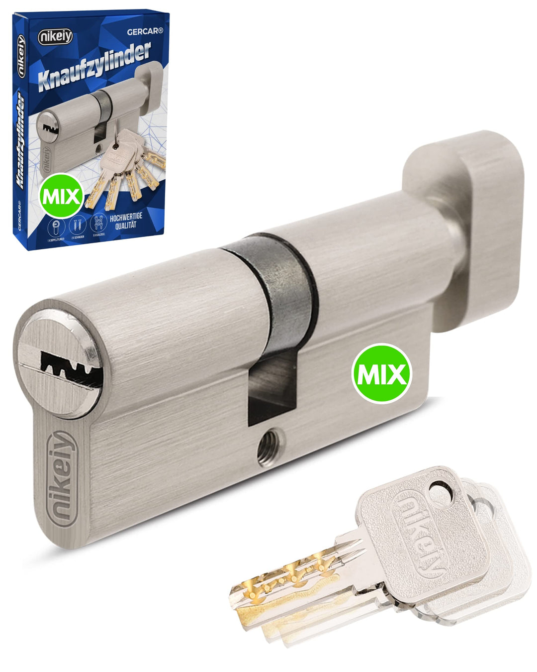 GERCAR Pro Schliessanlage DIY MIX Knaufzylinder 35/35 Schliesszylinder gleichschliessend nach wunsch