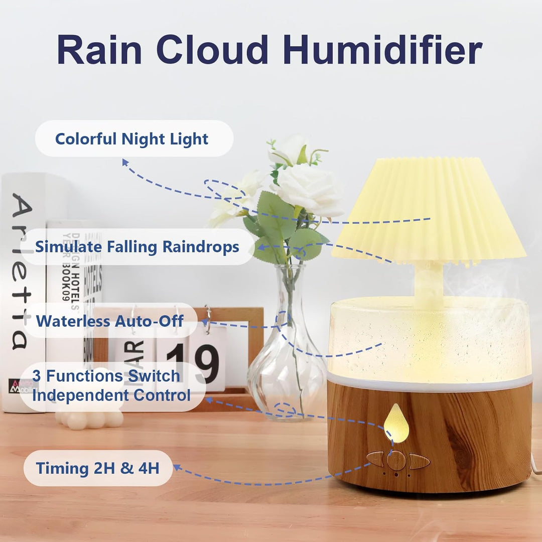 Regenwolken Luftbefeuchter, 3 in 1 Aroma Diffuser/Luftbefeuchter/7 Farben LED Nachtlicht, Raumbefeuc