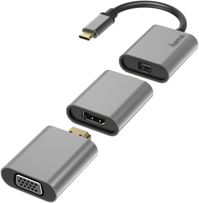 Hama Adapter Set, 6in1 Hub mit USB-C (USB C Adapter mit Mini-DisplayPort, HDMI™, VGA für PC, Noteboo
