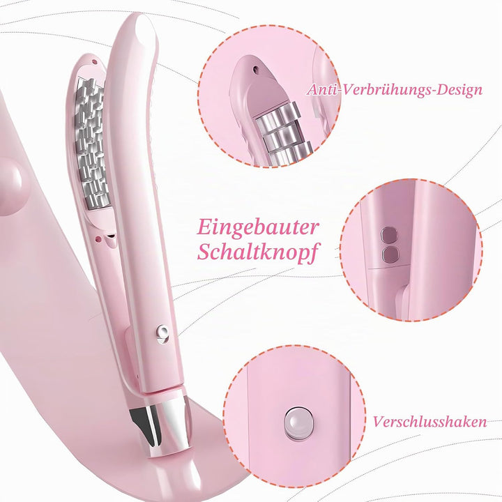 Kreppeisen – 30s PTC-Heating, 3-temp (160-200°C), Negative Ionen für Fülle am Ansatz &amp; glatte Wellen