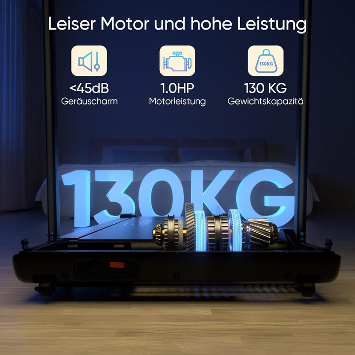 TISSCARE Laufband für Zuhause Büro, Leises Walking Pad mit Aufgerüsteter Lauffläche 140.7 cm & 55.5