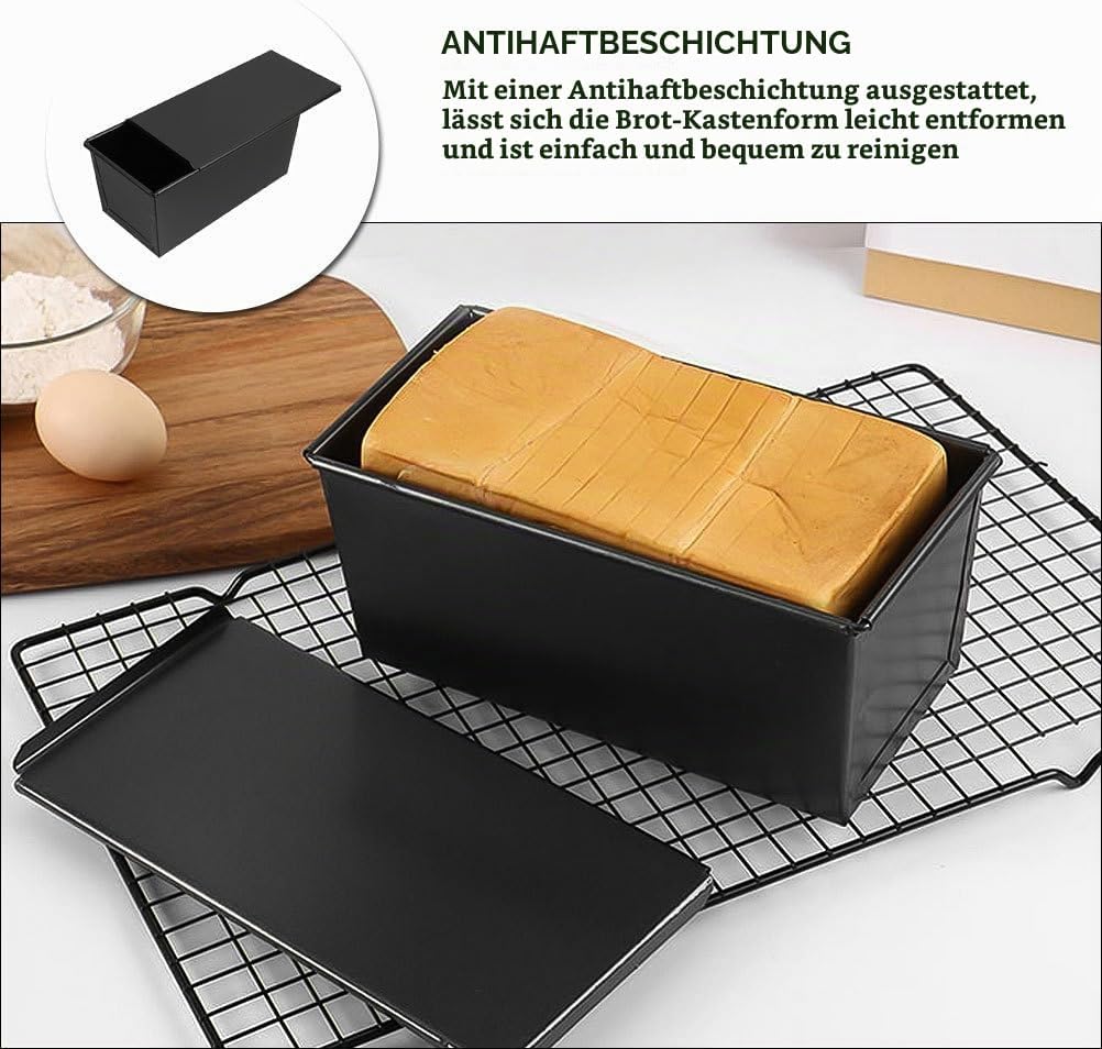 Toastbrot Backform Mit Deckel Loaf Pan with Lid VICASKY Brotbackform mit Extra hohe Kastenform, Toas