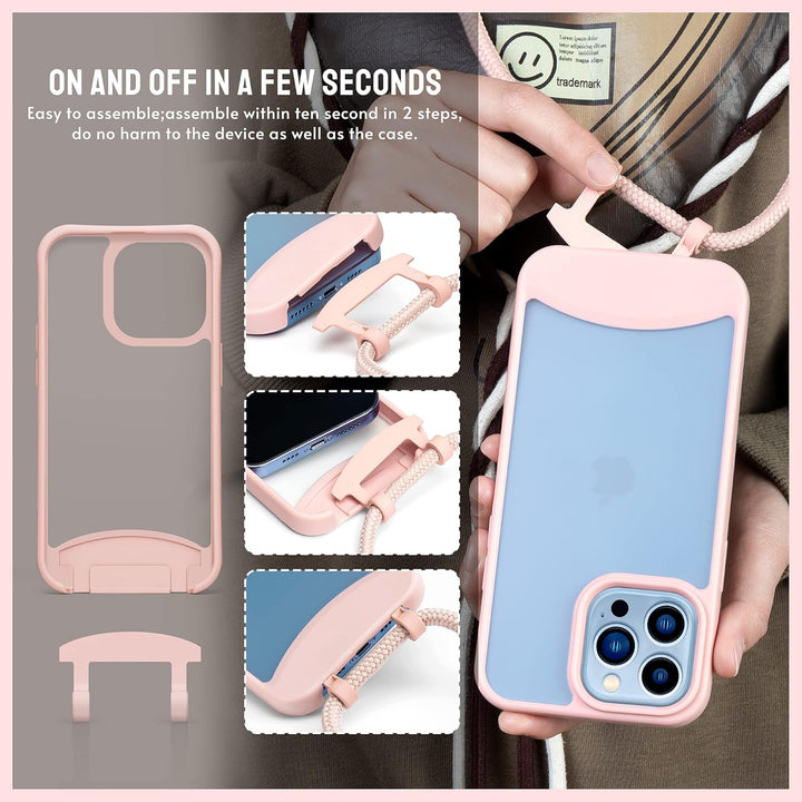 Lawonda Kompatibel mit iPhone 11 Pro Max Hülle, Handykette mit abnehmbarem Band Hülle Seil Necklace