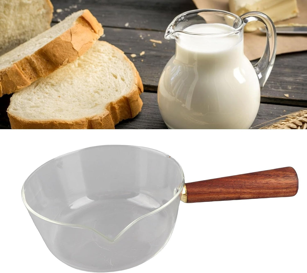 Milchtopf aus Glas, Milchtopf mit V-förmigem Ausguss, Antihaftbeschichteter Topf aus Borosilikatglas