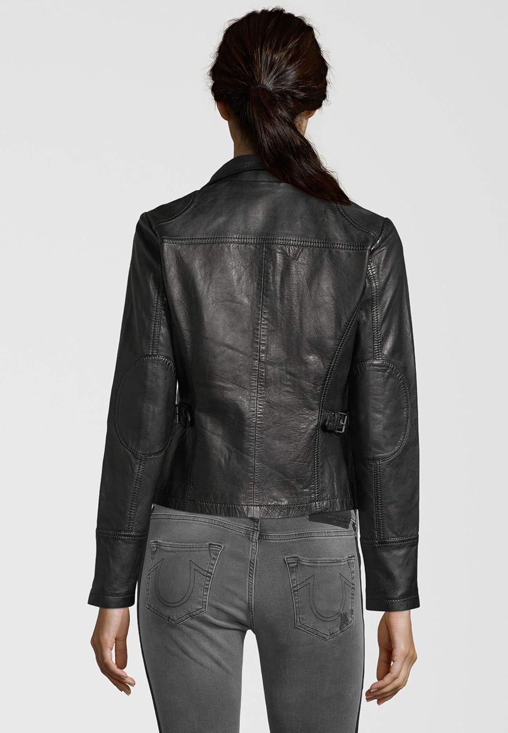 7eleven Damen Lederjacke Paris mit Zwei Brusttaschen Black 36 Schwarz, 36 Schwarz