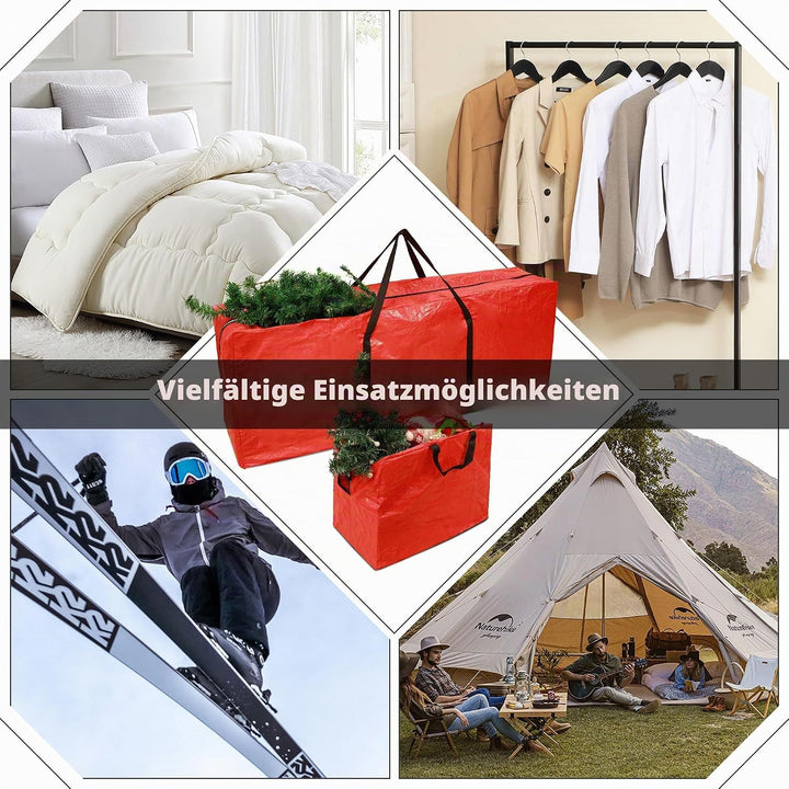 Funshot 3 Stück Weihnachtsbaum Aufbewahrungsbeutel mit 2 Weihnachtsdekoration Taschen grosse grüne W