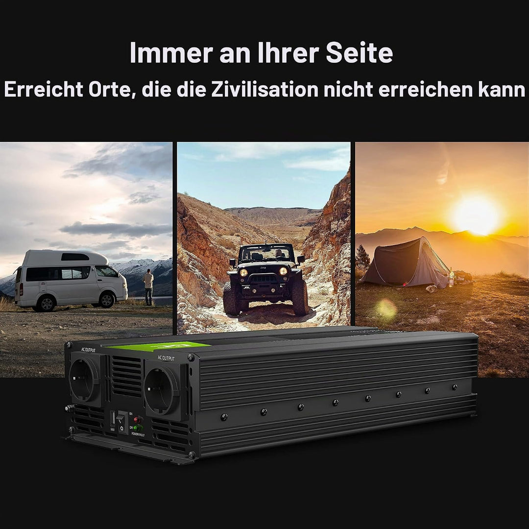 Green Cell 1500W/3000W 24V auf 230V Volt kfz Spannungswandler Wechselrichter Power Solar Inverter DC